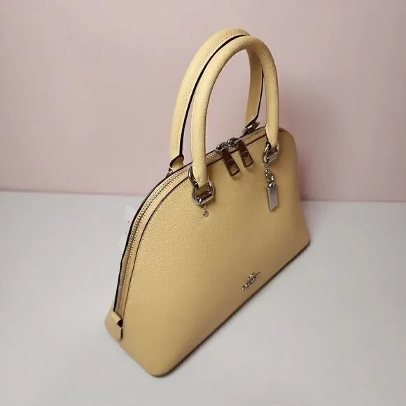 NWT COACH 2553 Katy Satchel Bag Crossgrain Leather Crossbody Silver/Vanilla - Picture 4 of 8